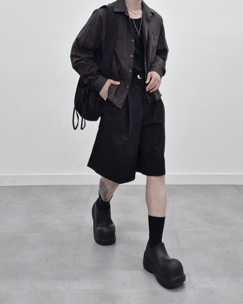 涼感 亞麻 輕正裝 百慕達 五分 西裝 短褲 / 2色 - WHATEVER STUDIO