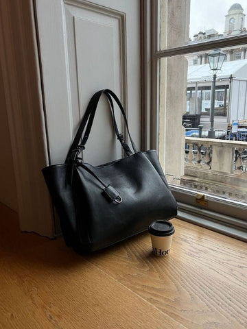 簡約 質感 皮革 單肩 托特包 / 2色【部分現貨】 - WHATEVER