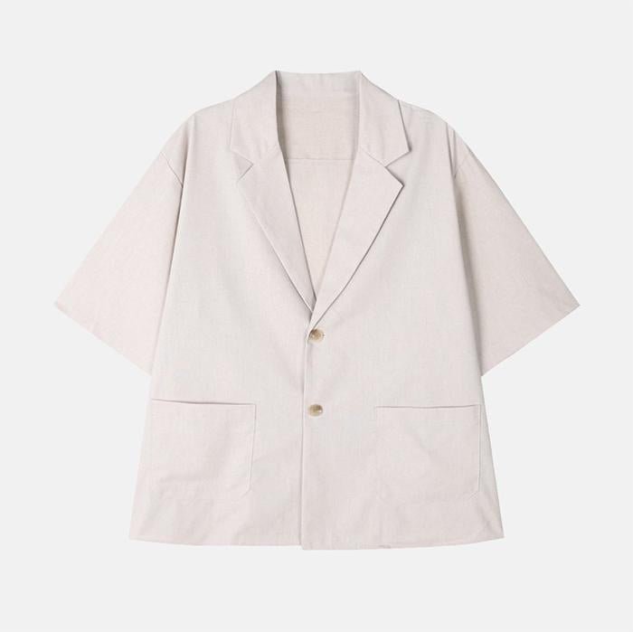 涼感 亞麻 輕正裝 五分袖 西裝外套 / 2色 - WHATEVER STUDIO