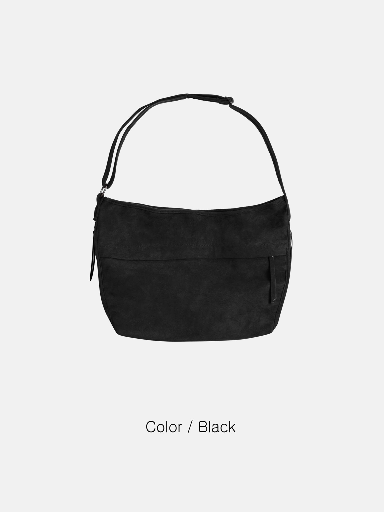 簡約 質感 麂皮 拉鍊 斜背包 / 2色 - WHATEVER