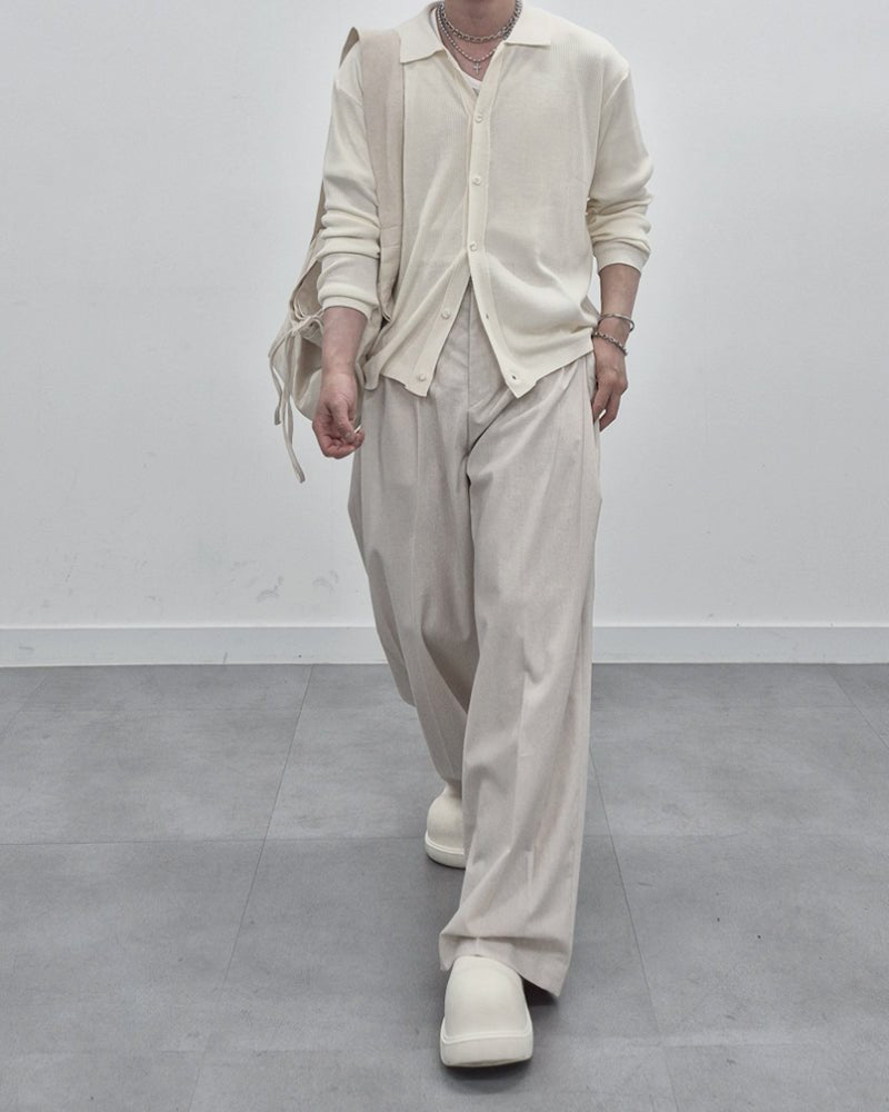 涼感 亞麻 輕正裝 寬鬆 直筒 西裝褲 / 2色 - WHATEVER