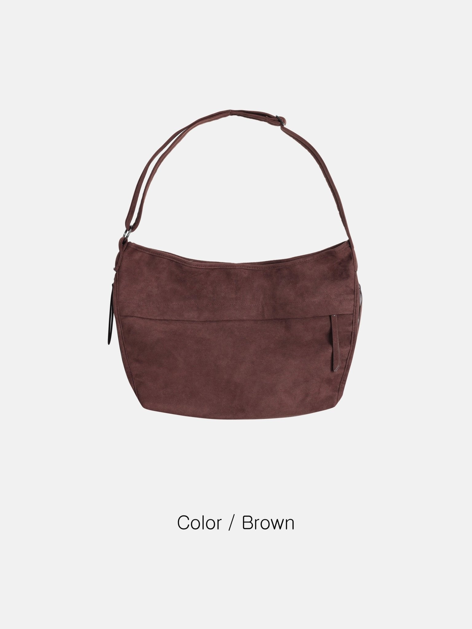 簡約 質感 麂皮 拉鍊 斜背包 / 2色 - WHATEVER