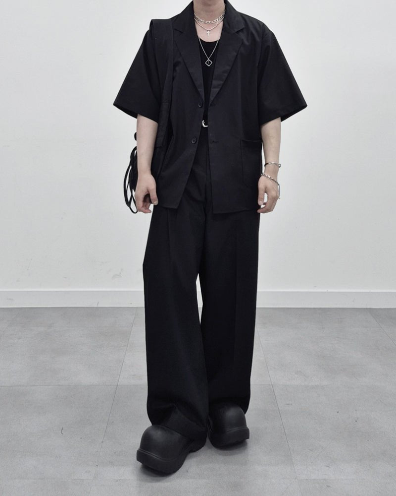 涼感 亞麻 輕正裝 寬鬆 直筒 西裝褲 / 2色 - WHATEVER