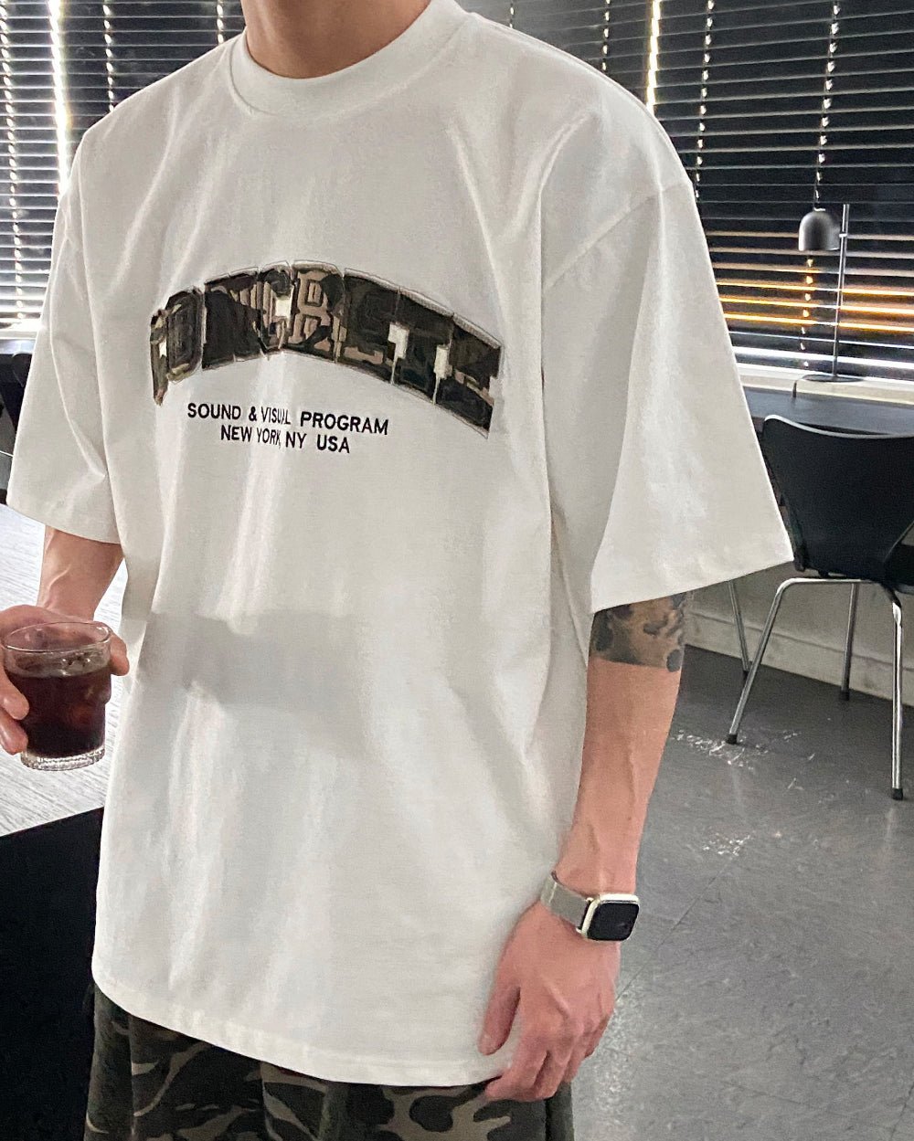 迷彩 刺繡 厚磅 寬鬆 短袖 上衣 / 2色 - WHATEVER STUDIO