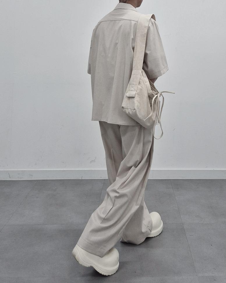 涼感 亞麻 輕正裝 寬鬆 直筒 西裝褲 / 2色 - WHATEVER