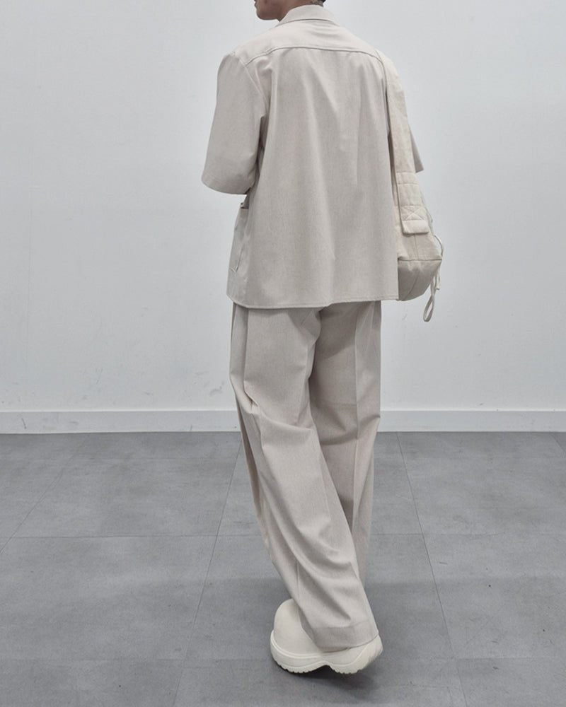 涼感 亞麻 輕正裝 寬鬆 直筒 西裝褲 / 2色 - WHATEVER