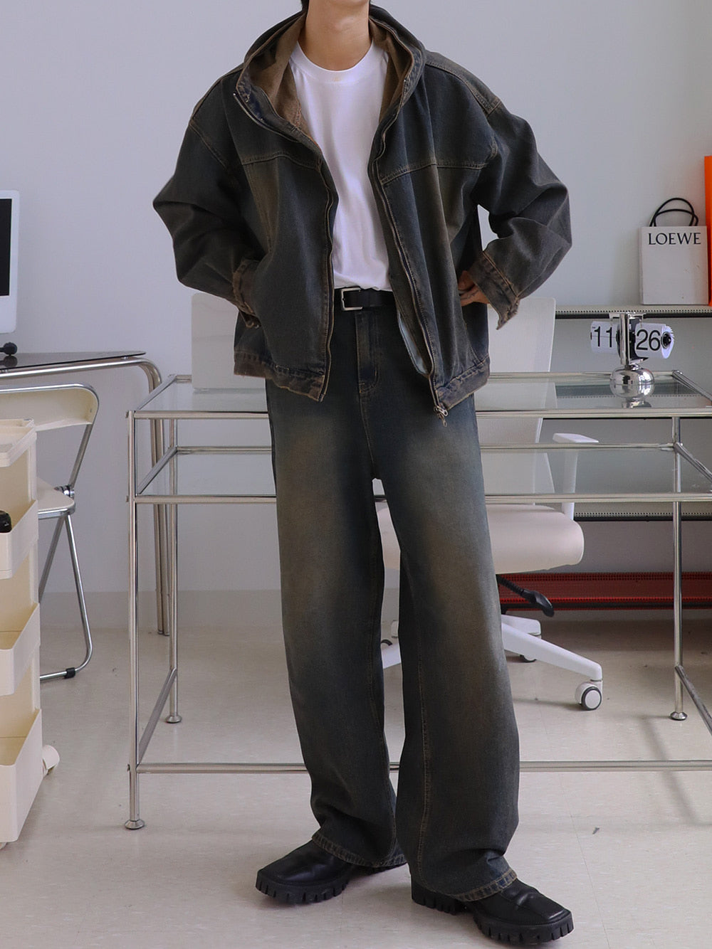 3TAP復古做舊牛仔連帽外套 / 2色