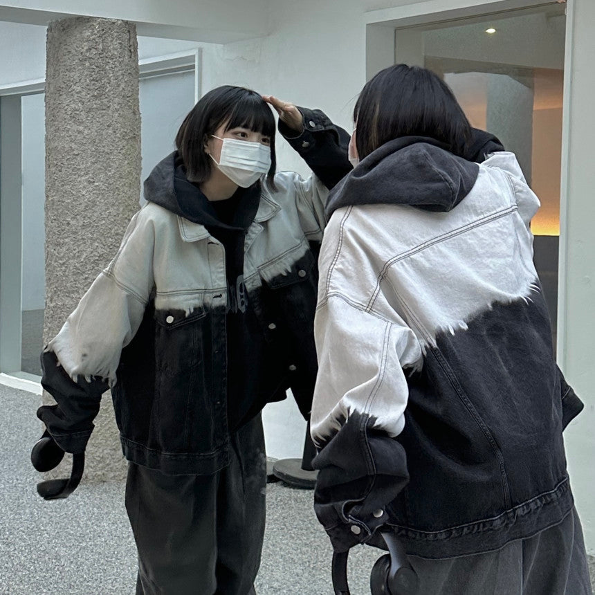 街頭 漸層 水洗 牛仔 外套