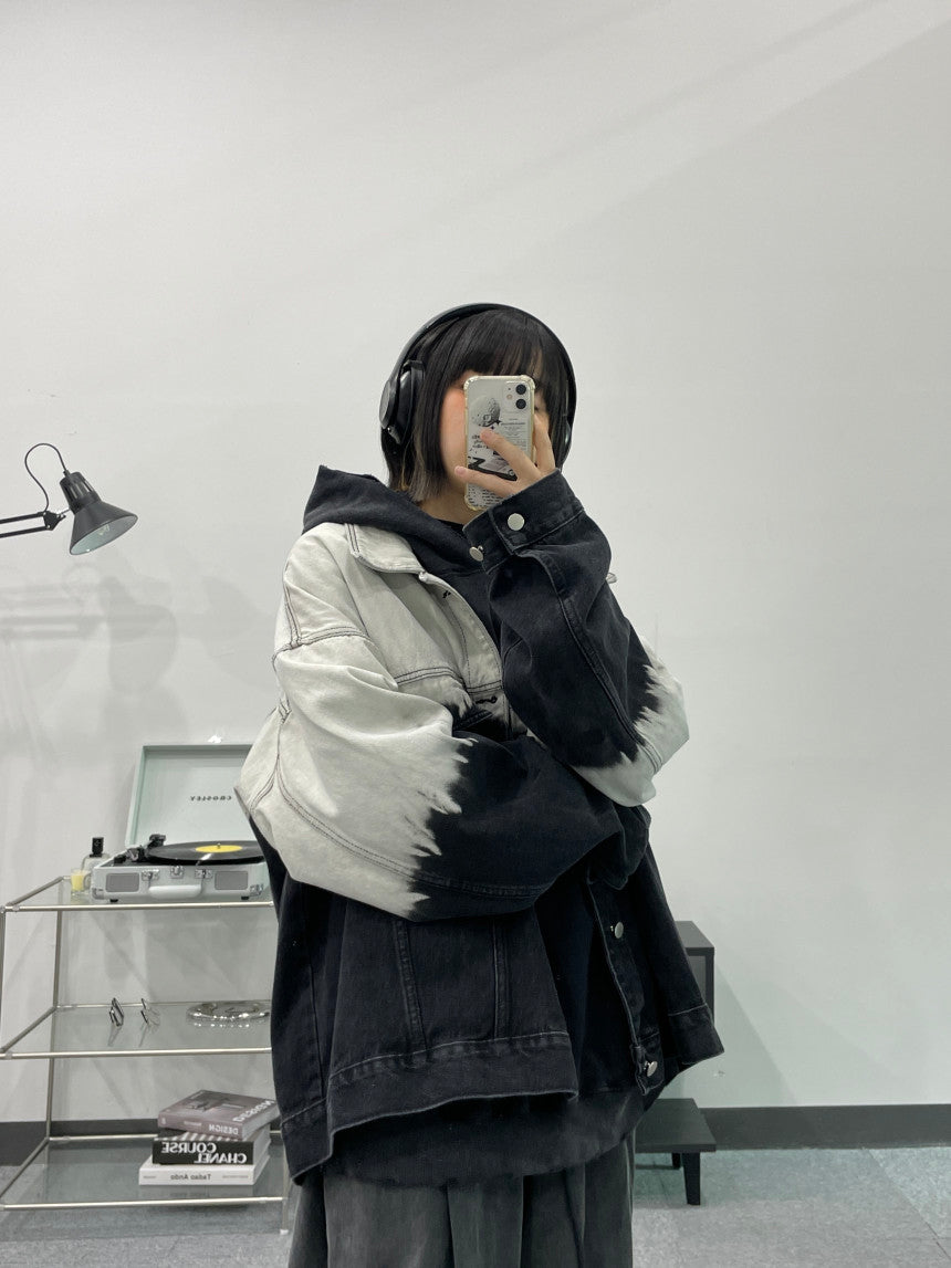 街頭 漸層 水洗 牛仔 外套