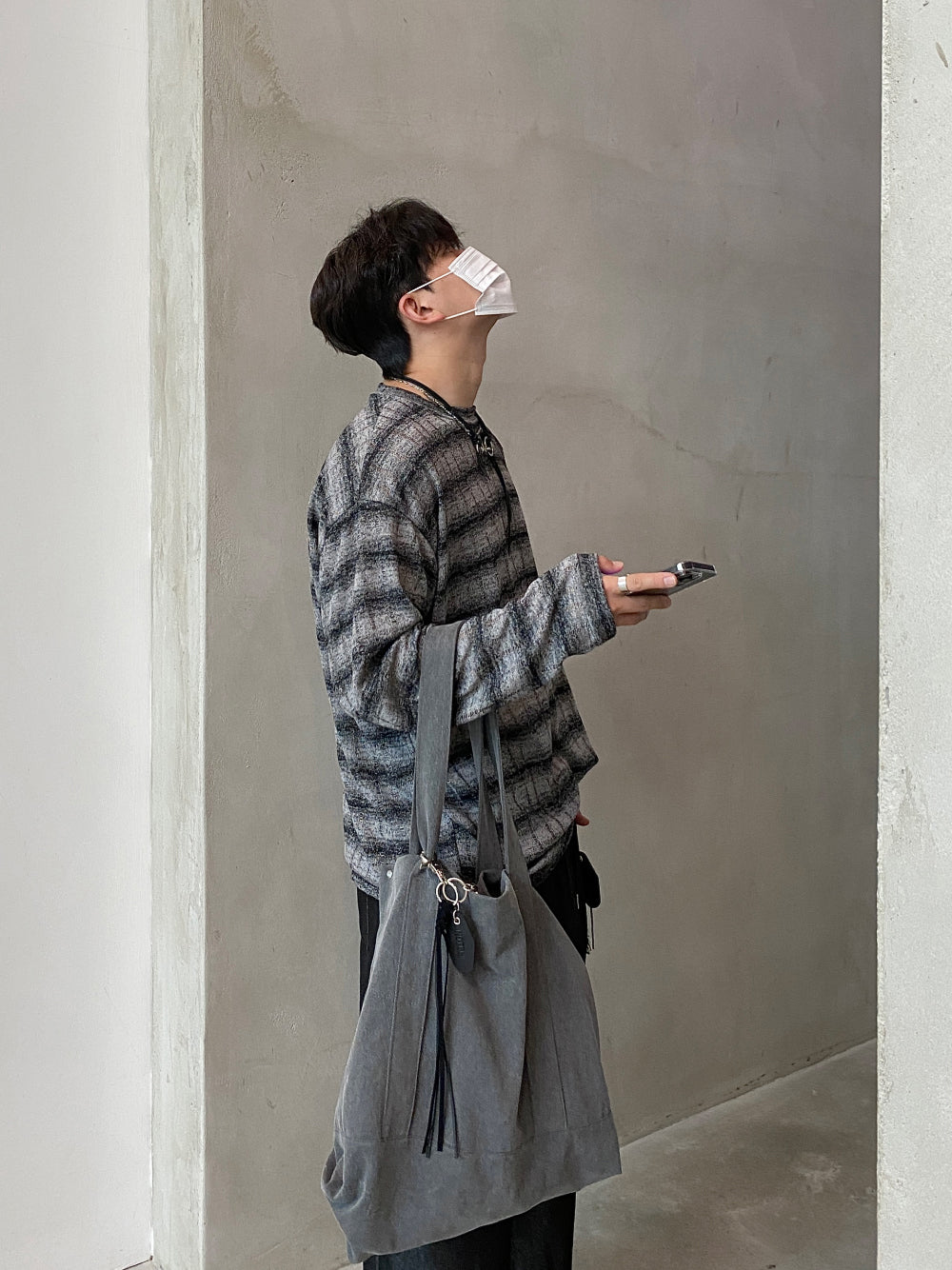 條紋 寬鬆 針織 薄長袖 上衣 / 3色