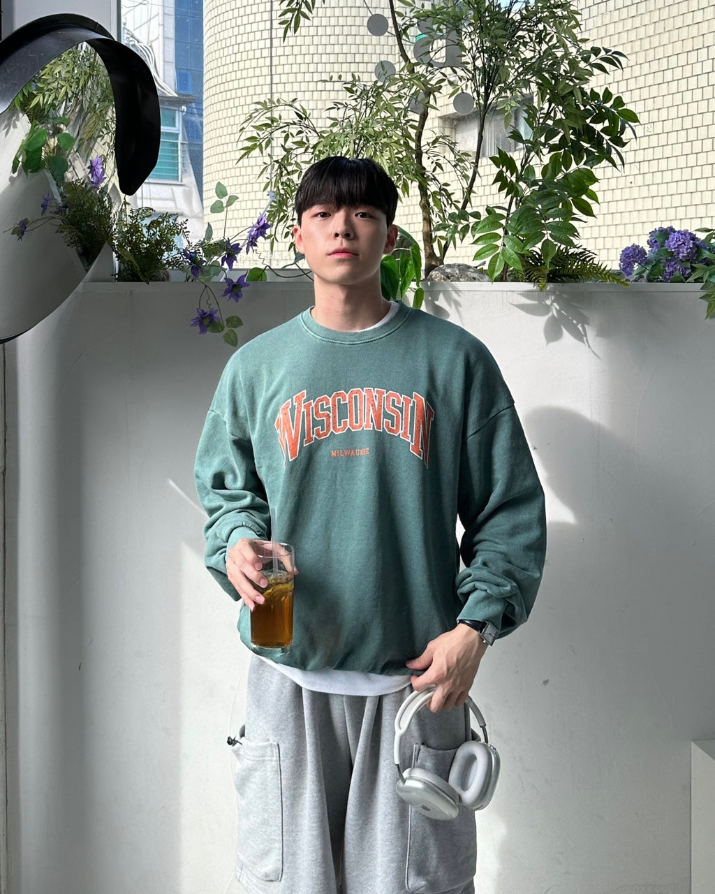 WISCONSIN 顏料染 大學T / 2色