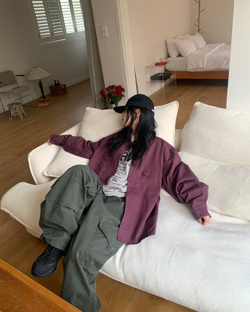 寬鬆 按扣 大口袋 卡其 工裝褲 / 3色