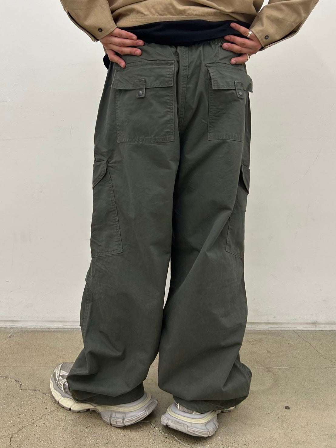 寬鬆 按扣 大口袋 卡其 工裝褲 / 3色