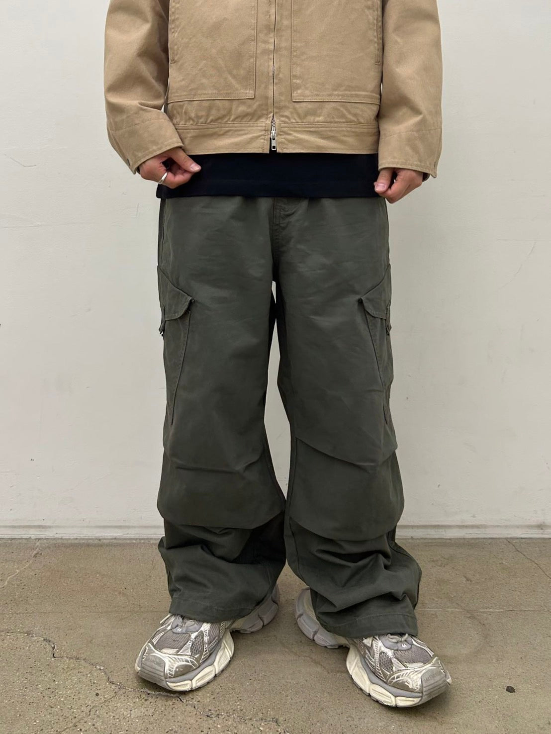 寬鬆 按扣 大口袋 卡其 工裝褲 / 3色