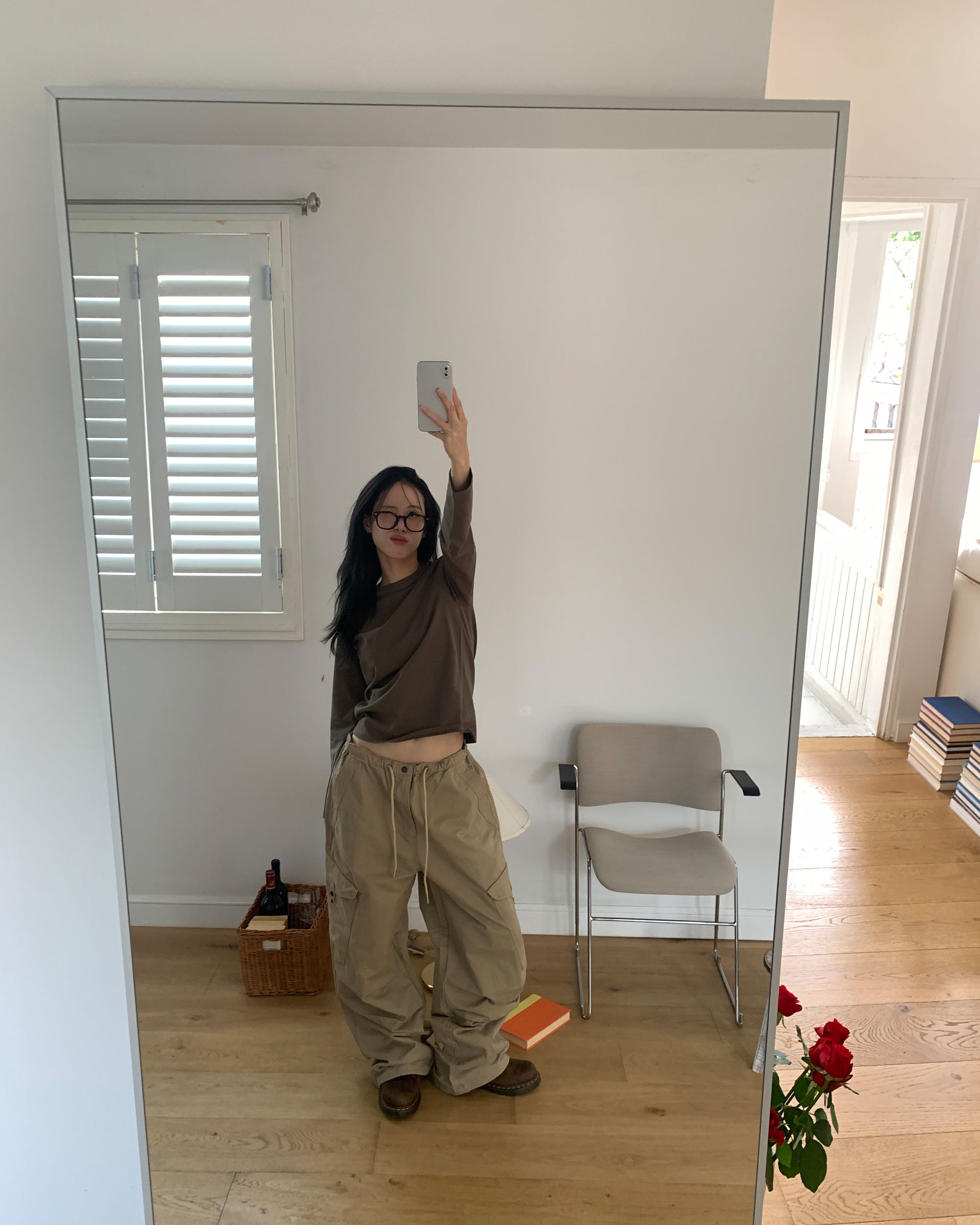 寬鬆 按扣 大口袋 卡其 工裝褲 / 3色