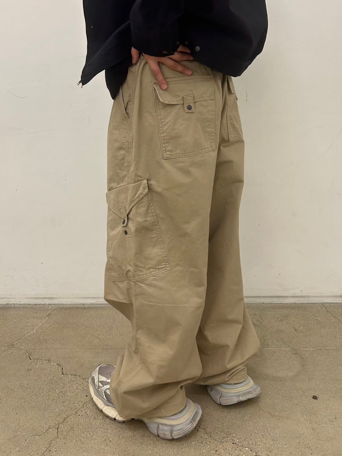 寬鬆 按扣 大口袋 卡其 工裝褲 / 3色