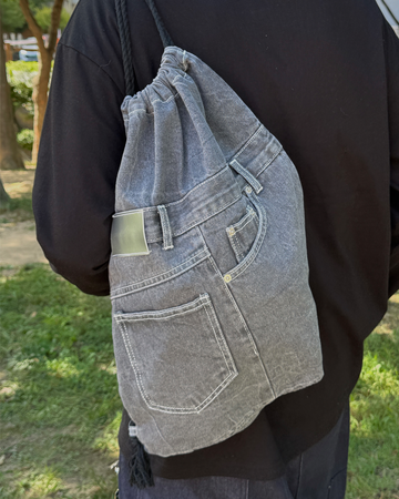 水洗 牛仔 側背 後背 兩用包