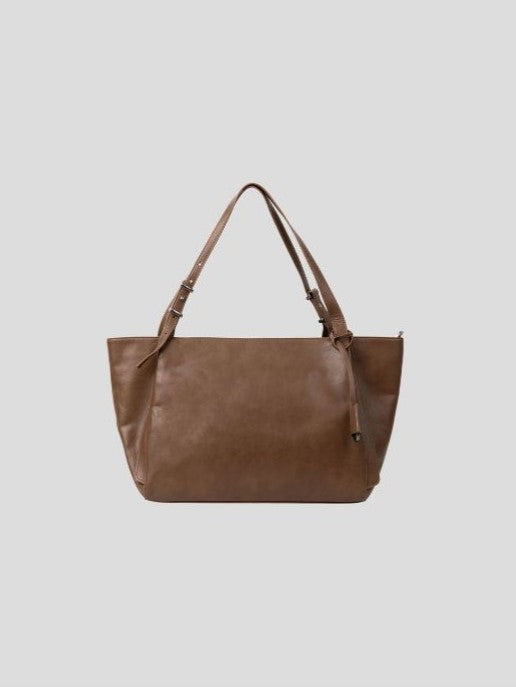 簡約 質感 皮革 單肩 托特包 / 2色【部分現貨】