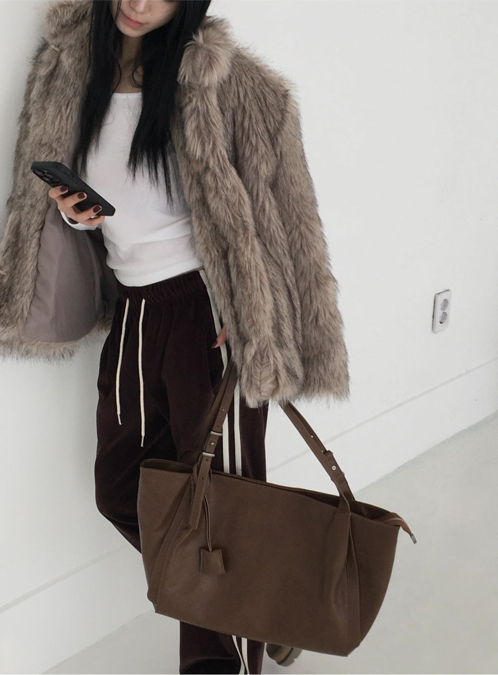 簡約 質感 皮革 單肩 托特包 / 2色【部分現貨】