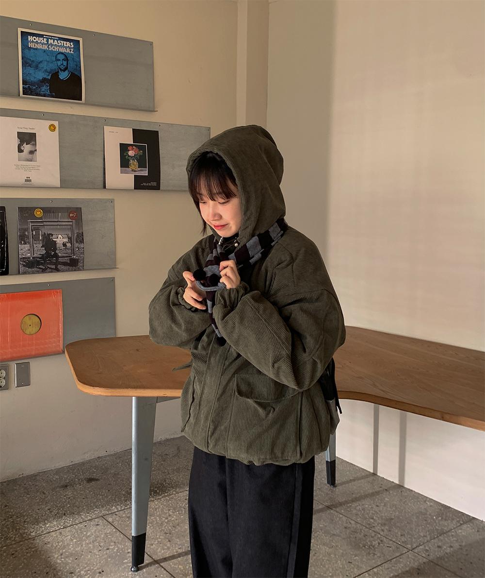 燈芯絨 刷毛 連帽 外套 / 3色