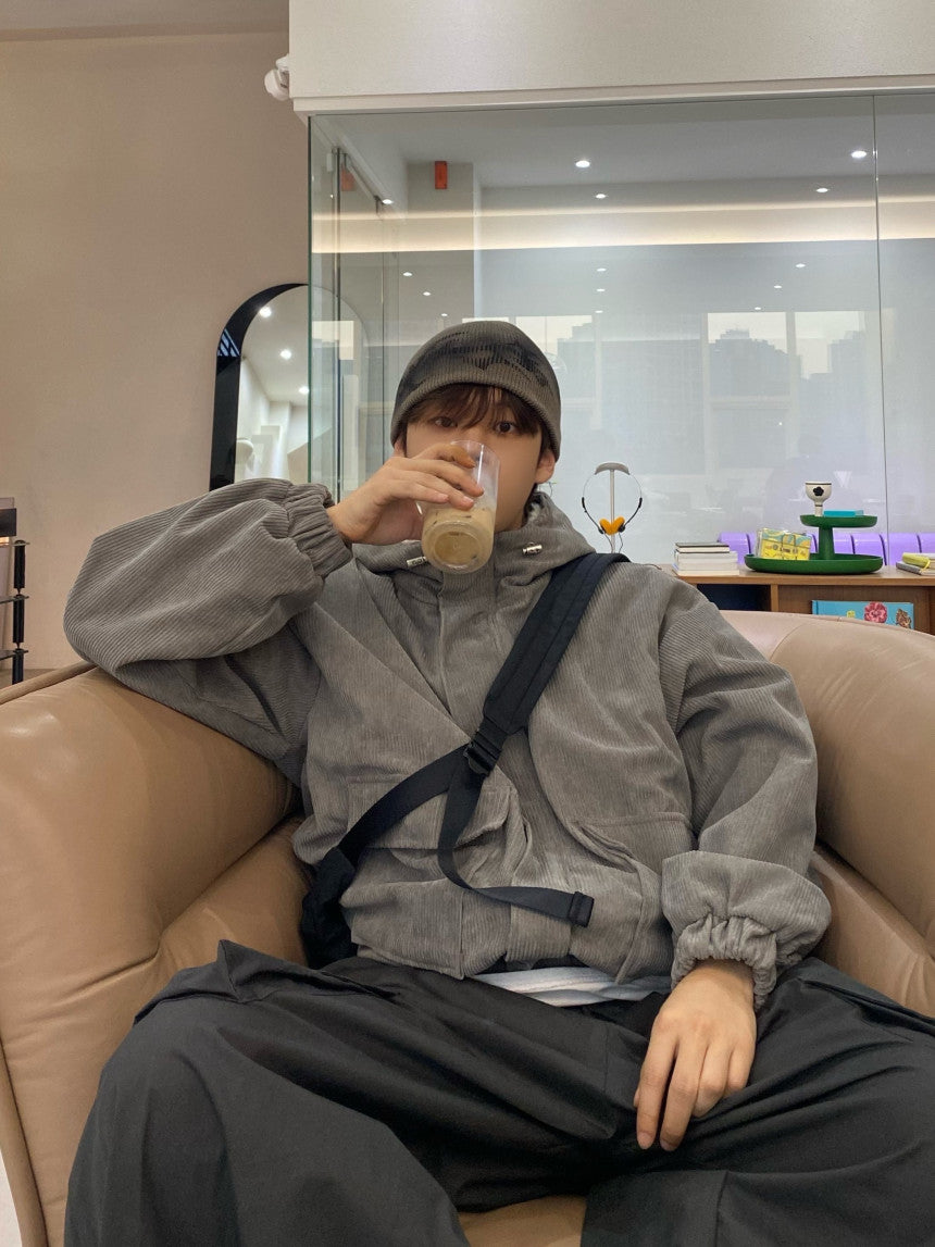 燈芯絨 刷毛 連帽 外套 / 3色