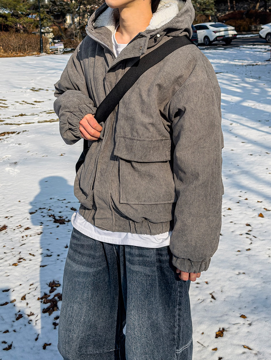 燈芯絨 刷毛 連帽 外套 / 3色