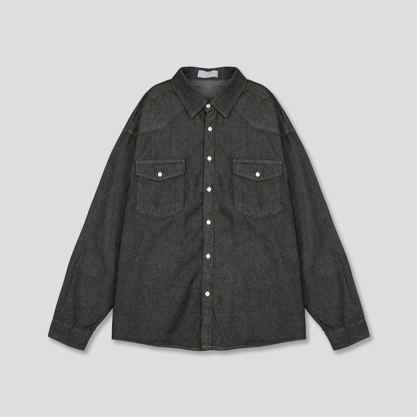 西部風 線條 丹寧 襯衫 / 2色