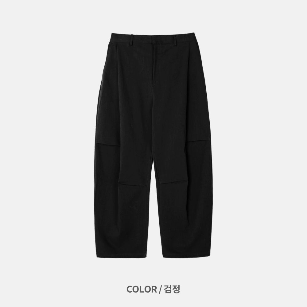 側摺 弧形剪裁 棉質 長褲 / 4色