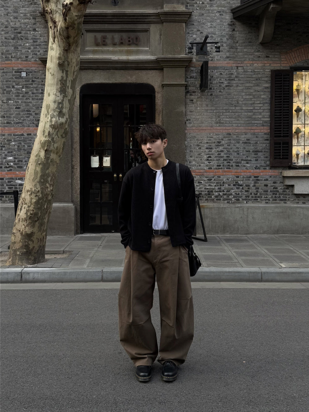 側摺 弧形剪裁 棉質 長褲 / 4色