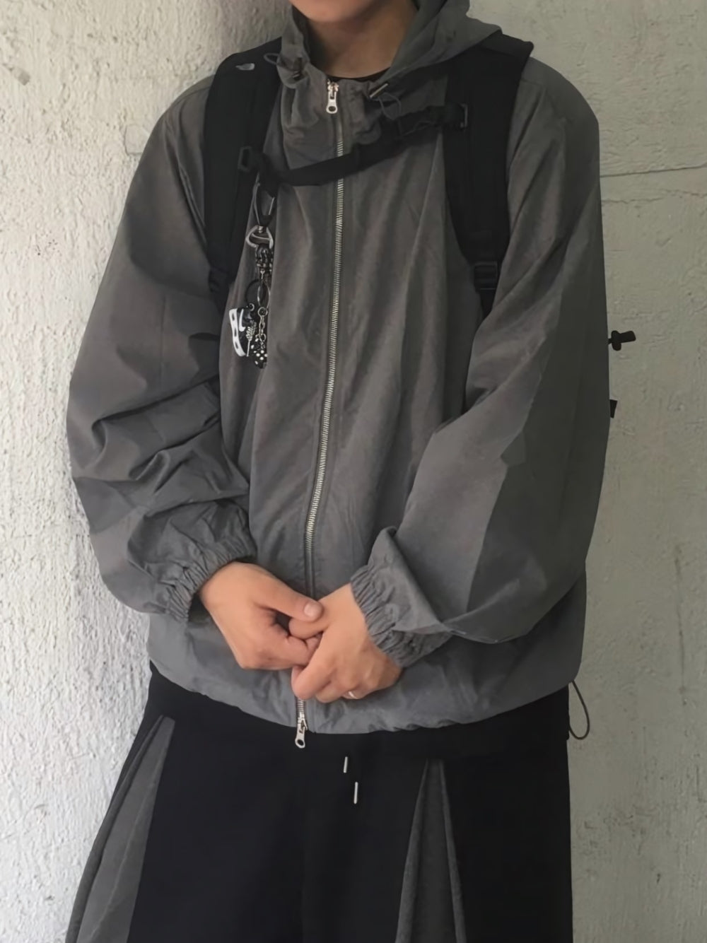 簡約 素面 抽繩 連帽 防風外套 / 2色