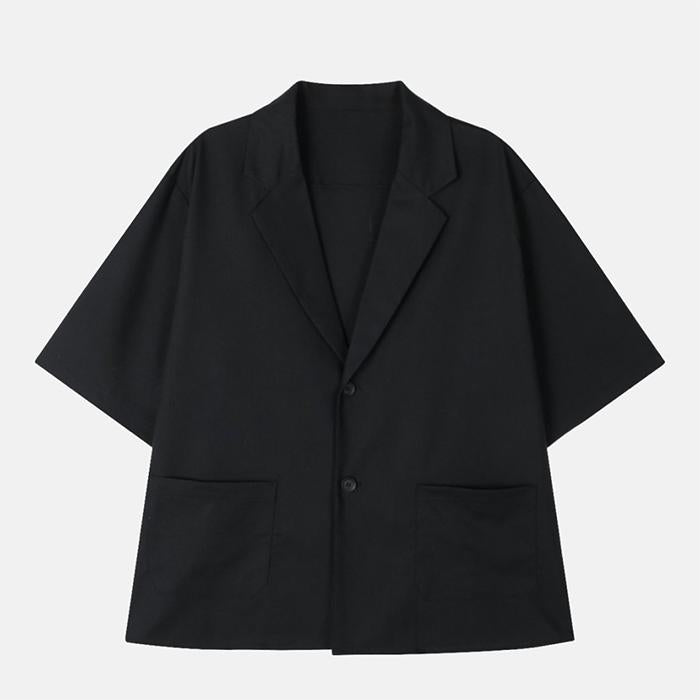 涼感 亞麻 輕正裝 五分袖 西裝外套 / 2色