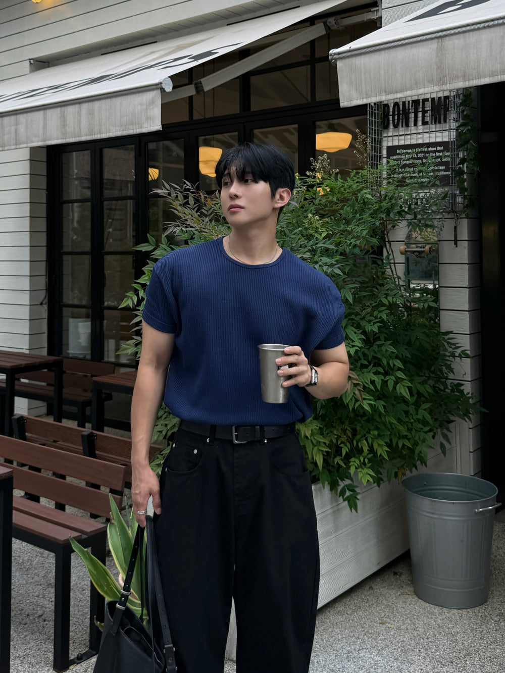 華夫格 短版 合身 上衣 / 7色 - WHATEVER