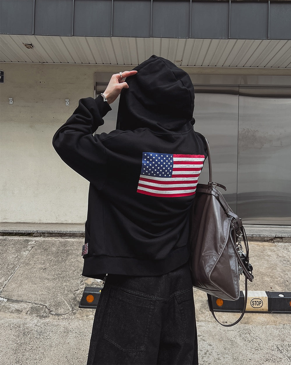 街頭 USA 美國印花 雙拉鍊 連帽 外套