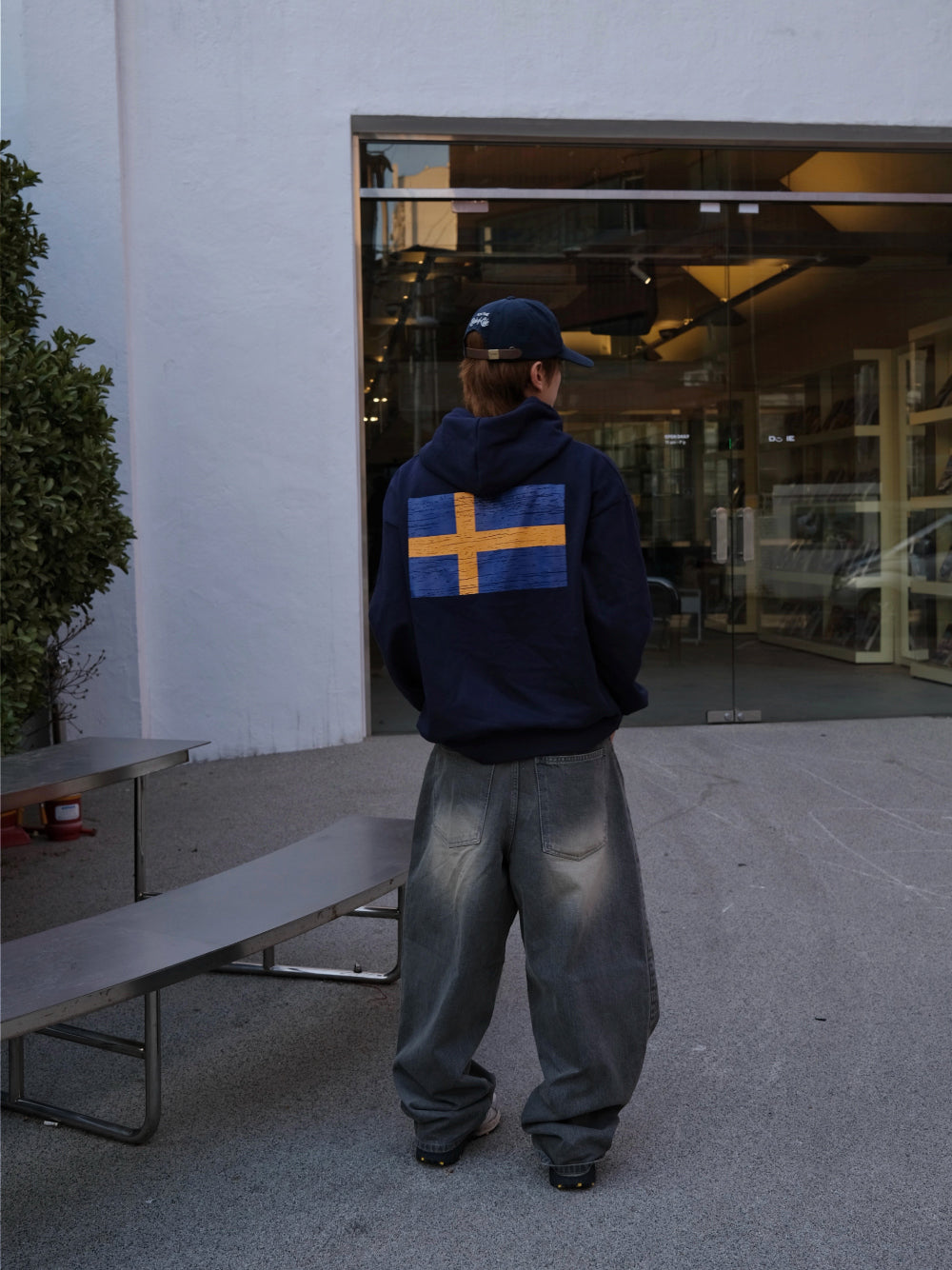 街頭 SWEDEN 瑞典印花 雙拉鍊 連帽 外套