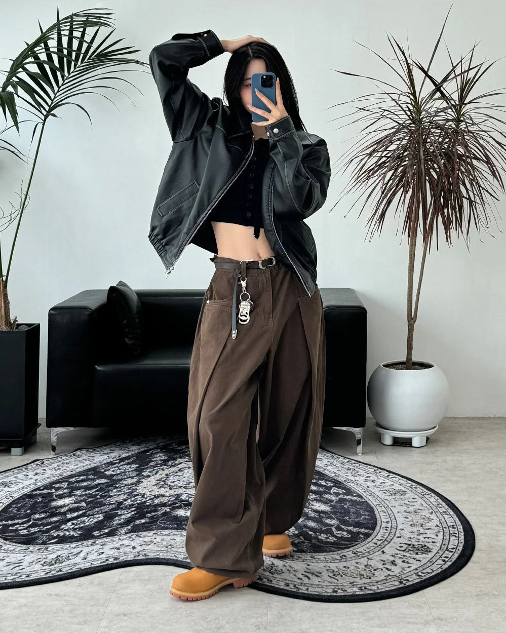 復古 仿舊 短版 皮革 雙拉鍊 皮外套 / 2色