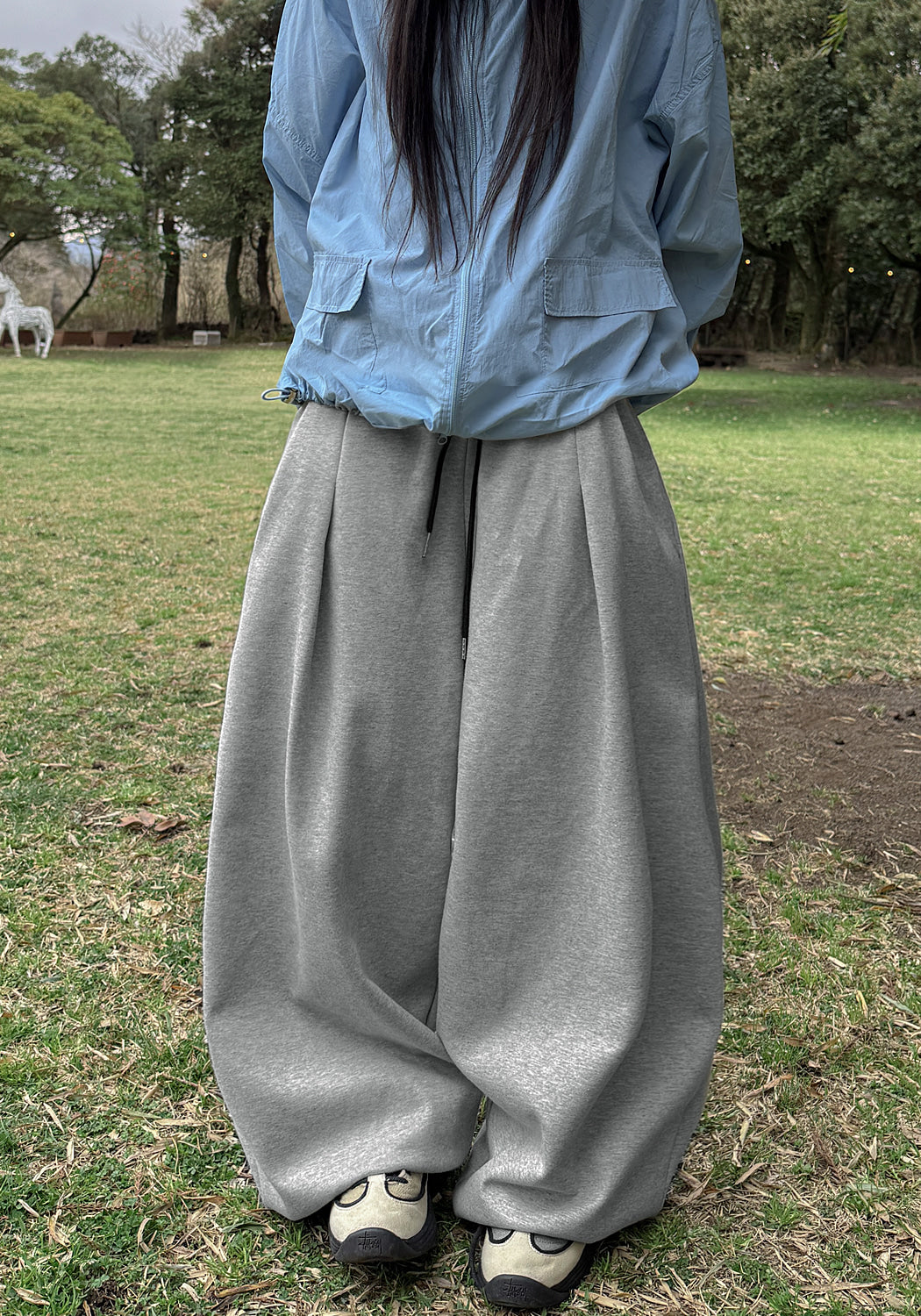 單褶 束口 氣球 運動 寬鬆 棉褲 / 3色