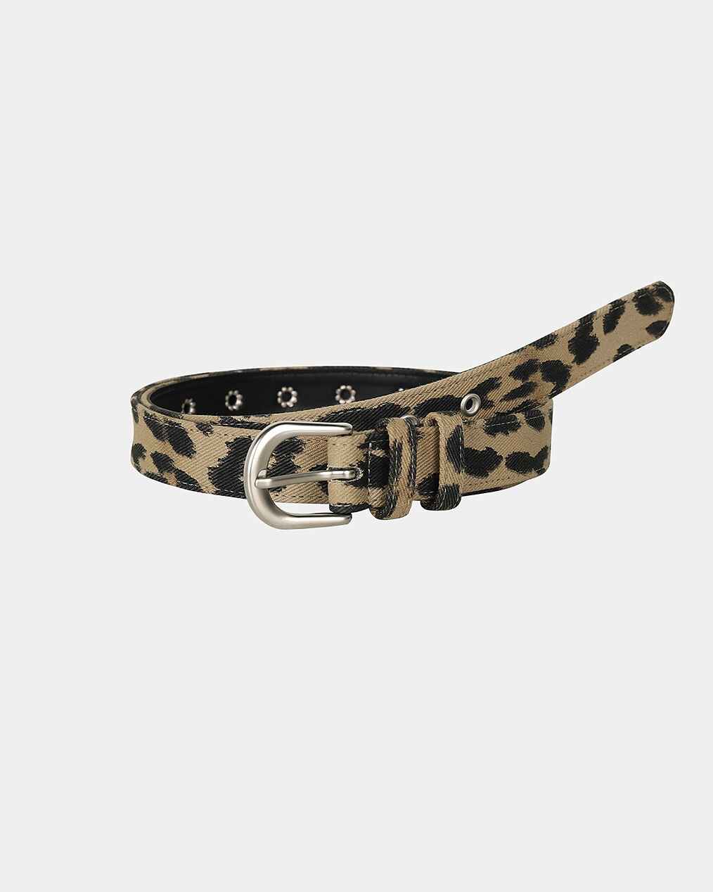 25mm 復古 豹紋 金屬孔洞 皮帶 / 3色 - WHATEVER STUDIO