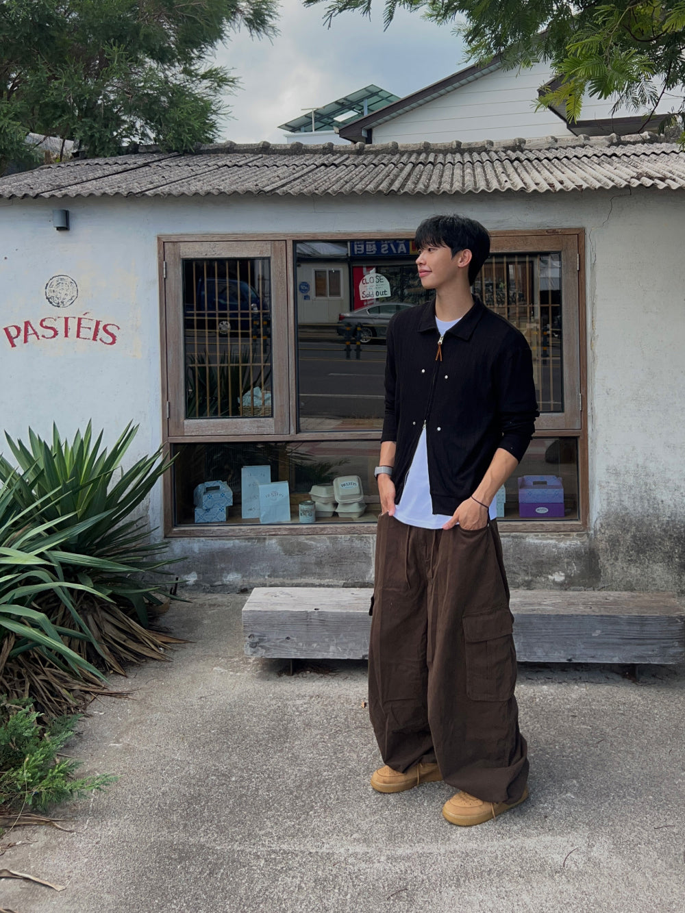 寬版 水洗 抽繩 錐形 工裝褲 / 3色