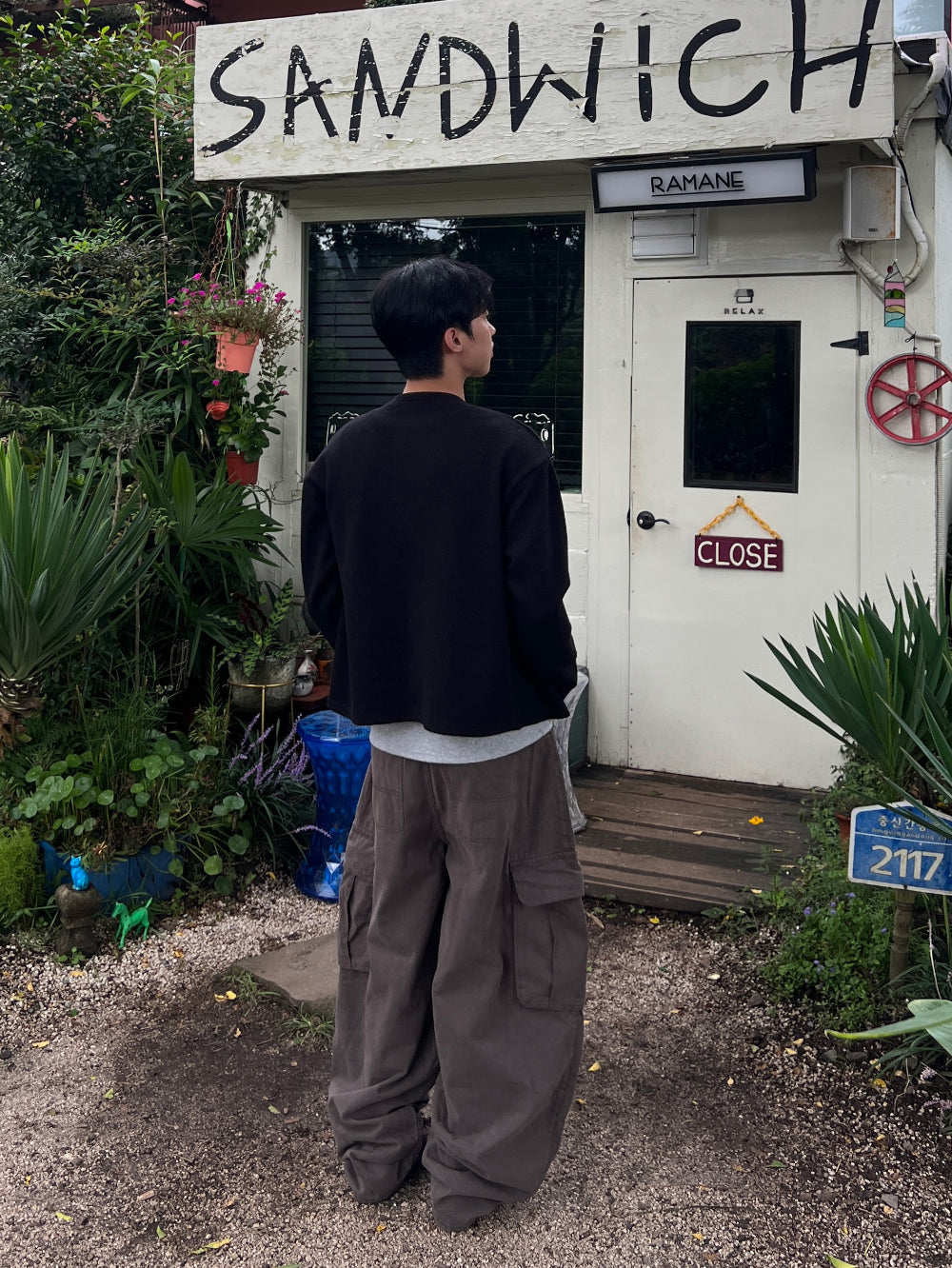 寬版 水洗 抽繩 錐形 工裝褲 / 3色