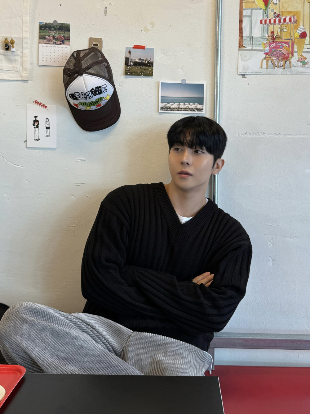 寬鬆 燈芯絨 褲腳抽繩 休閒 落地 長褲 / 4色