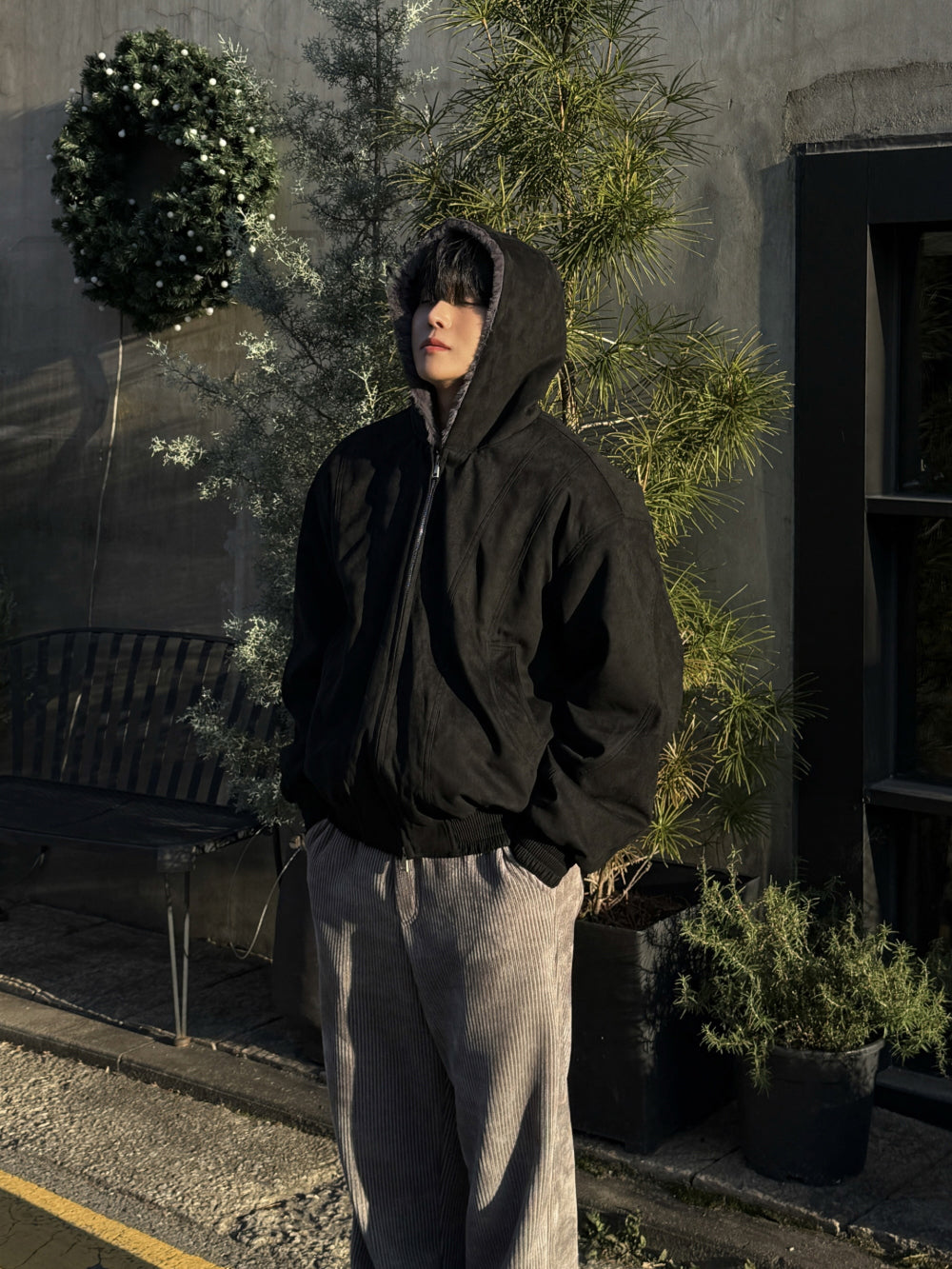 寬鬆 燈芯絨 褲腳抽繩 休閒 落地 長褲 / 4色