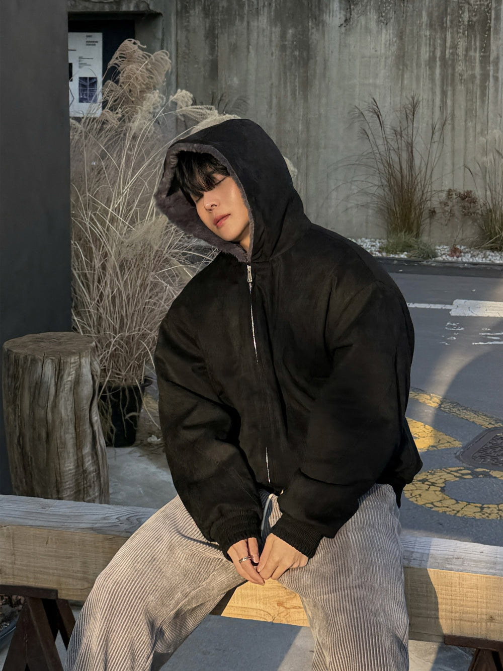 寬鬆 燈芯絨 褲腳抽繩 休閒 落地 長褲 / 4色