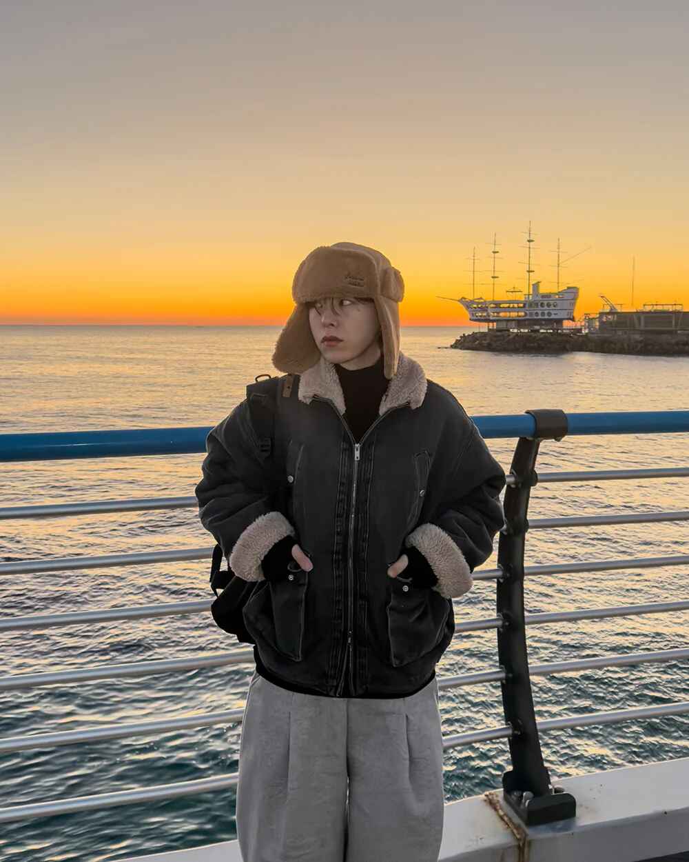 羊羔毛 水洗 做舊 工裝 牛仔外套 / 2色