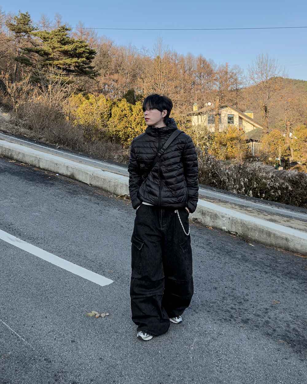 鉚釘 工裝 壓釦 分割剪裁 牛仔褲 / 2色