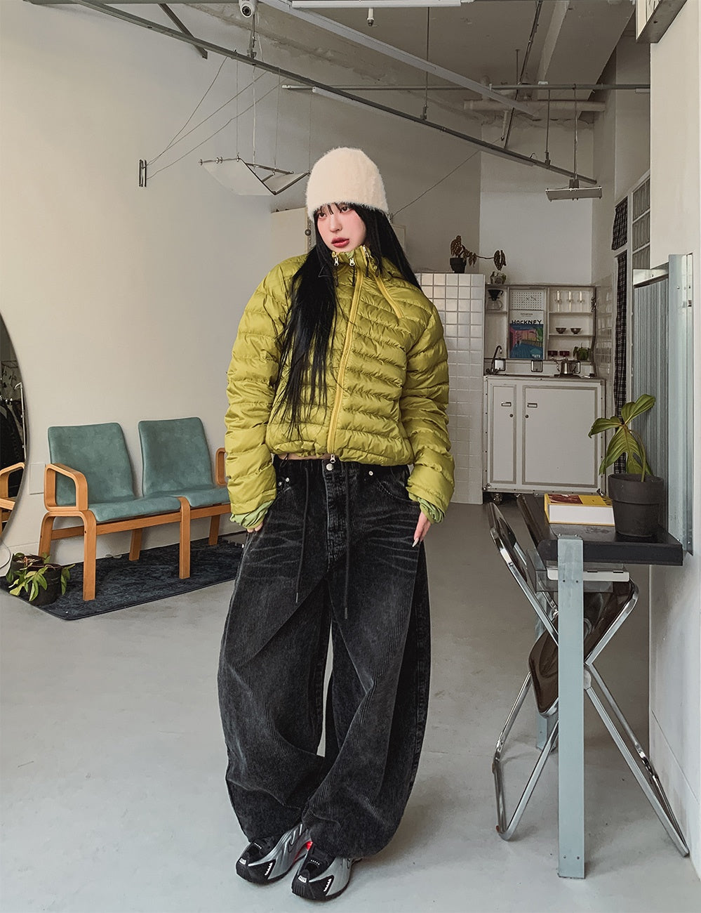 復古 水洗 燈芯絨 寬版 氣球 牛仔褲 / 4色