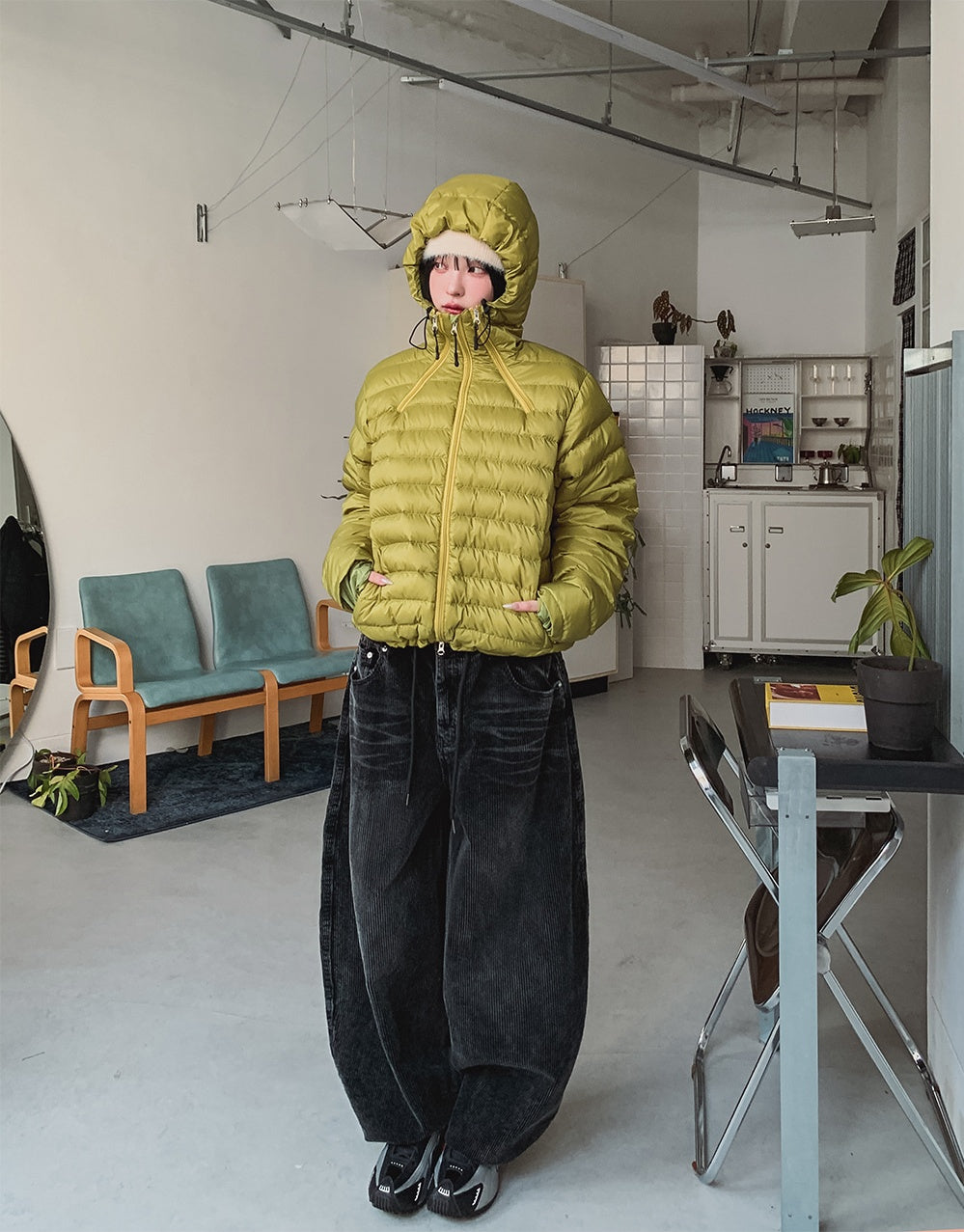 復古 水洗 燈芯絨 寬版 氣球 牛仔褲 / 4色