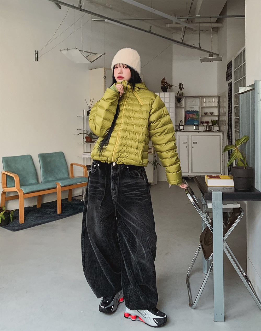 復古 水洗 燈芯絨 寬版 氣球 牛仔褲 / 4色