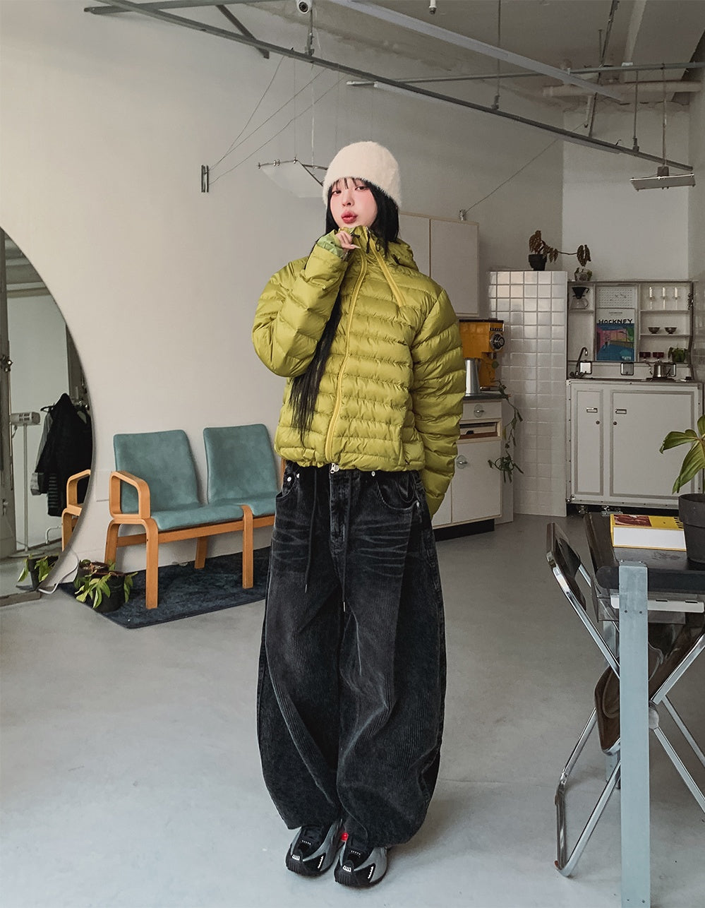 復古 水洗 燈芯絨 寬版 氣球 牛仔褲 / 4色