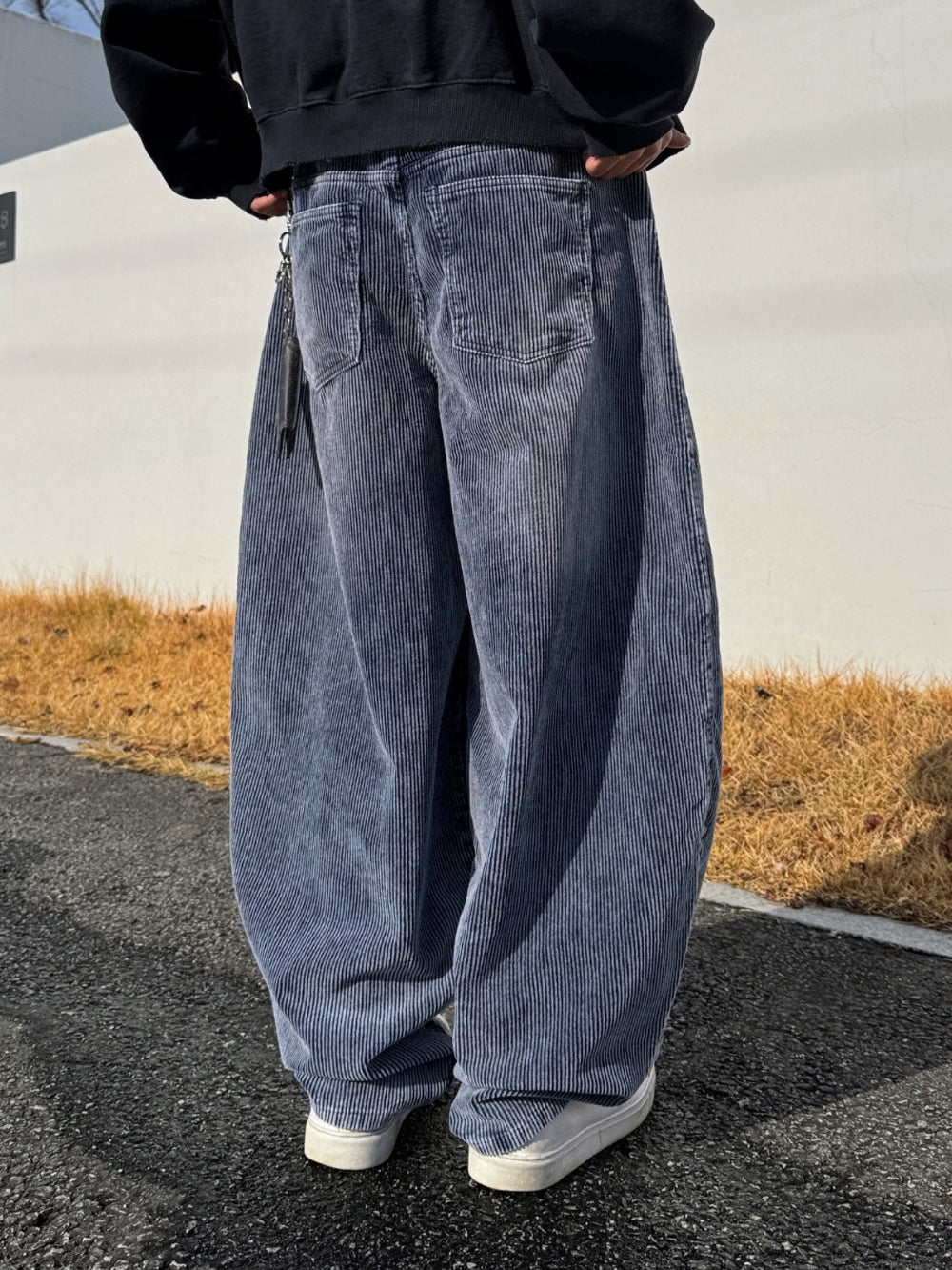 復古 水洗 燈芯絨 寬版 氣球 牛仔褲 / 4色