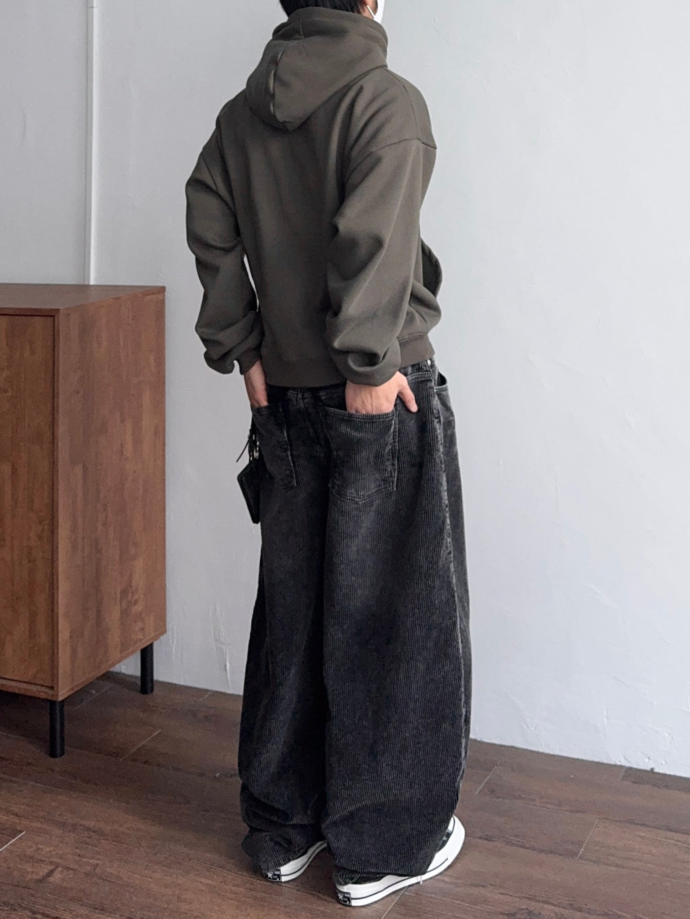 復古 水洗 燈芯絨 寬版 氣球 牛仔褲 / 4色